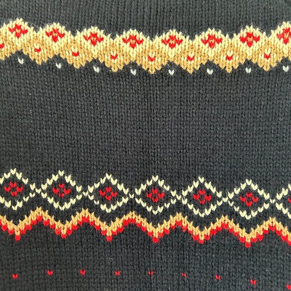 Mak Holiday Pattern Knit Crewneck Button Down Long Sleeve Sweater - Picture 4 of 4